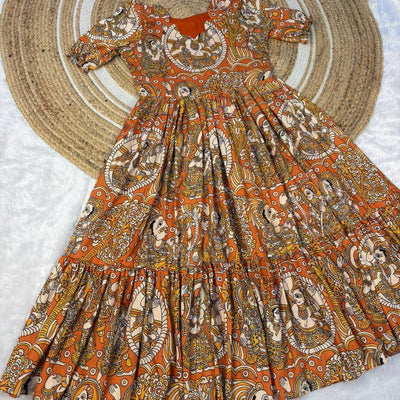 Kalmkari Maxi gown soft Maslin cotton with digital print