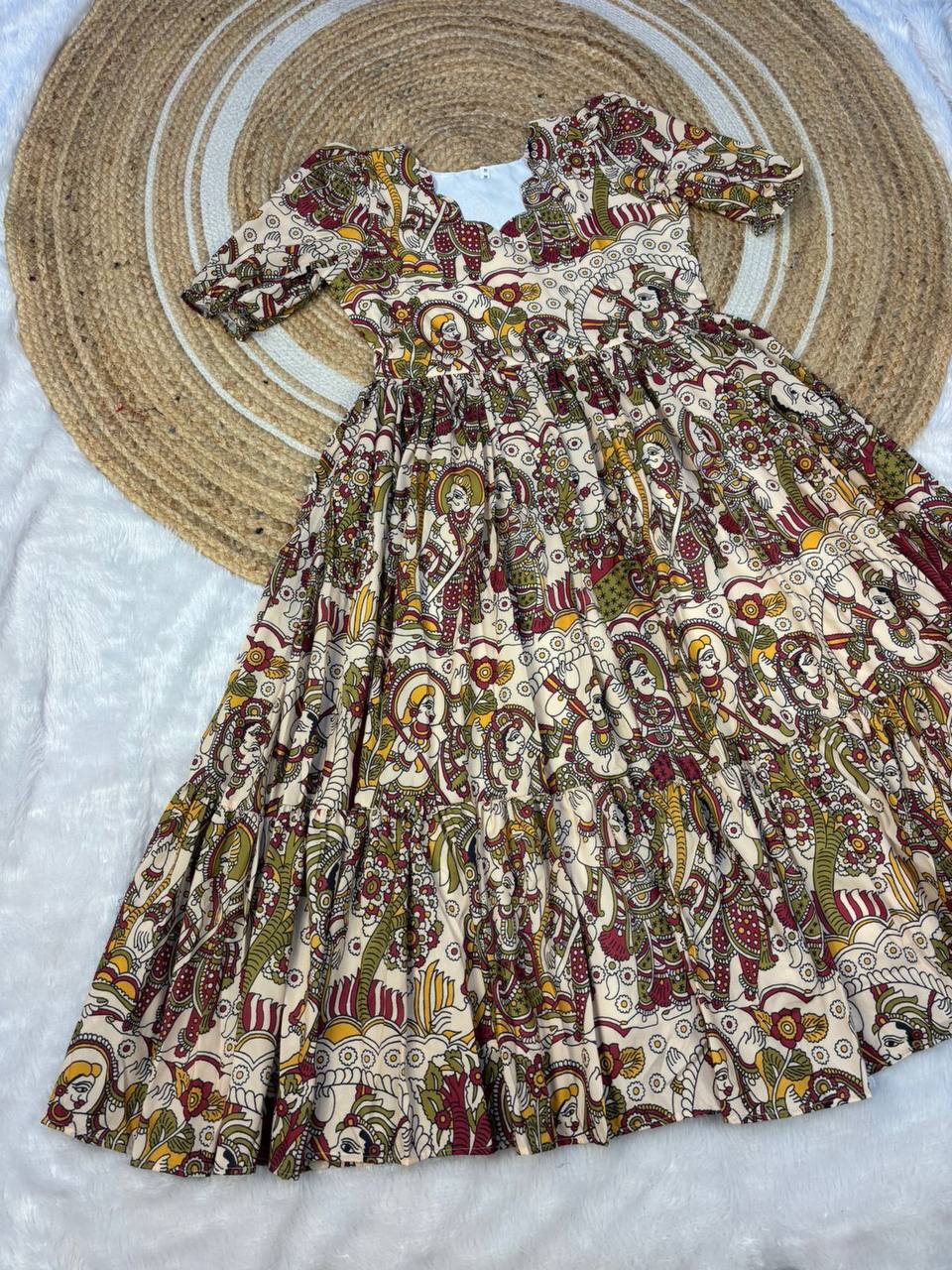 Kalmkari Maxi gown soft Maslin cotton with digital print