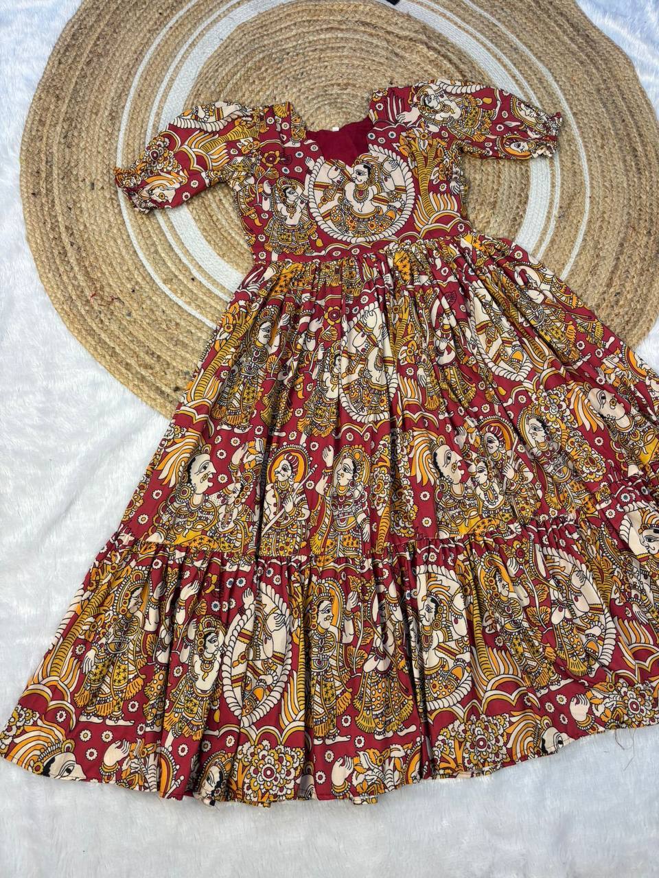 Kalmkari Maxi gown soft Maslin cotton with digital print