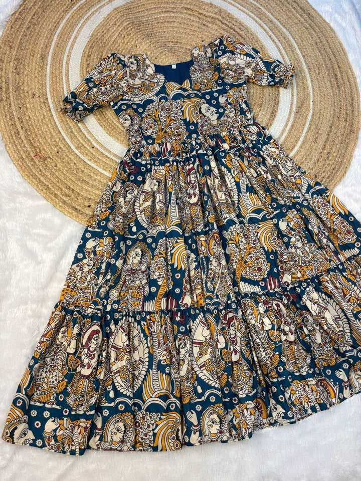 Kalmkari Maxi gown soft Maslin cotton with digital print