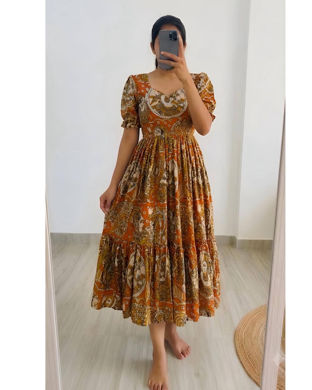 Kalmkari Maxi gown soft Maslin cotton with digital print
