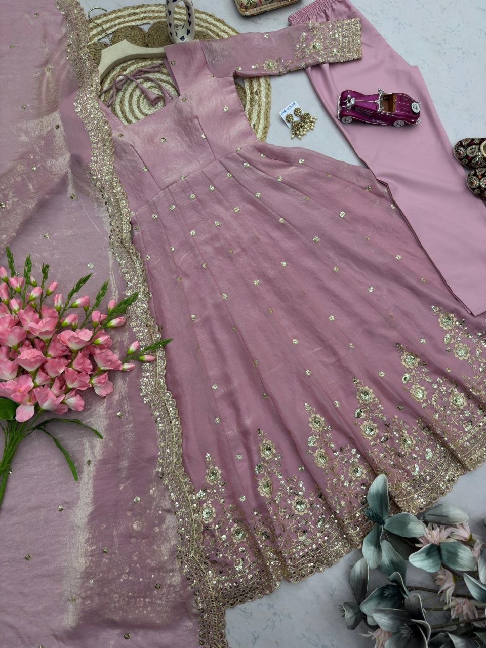 Designer Party Wear Gown Collection Availble In 9 Colours | Gown Duppata And Pent