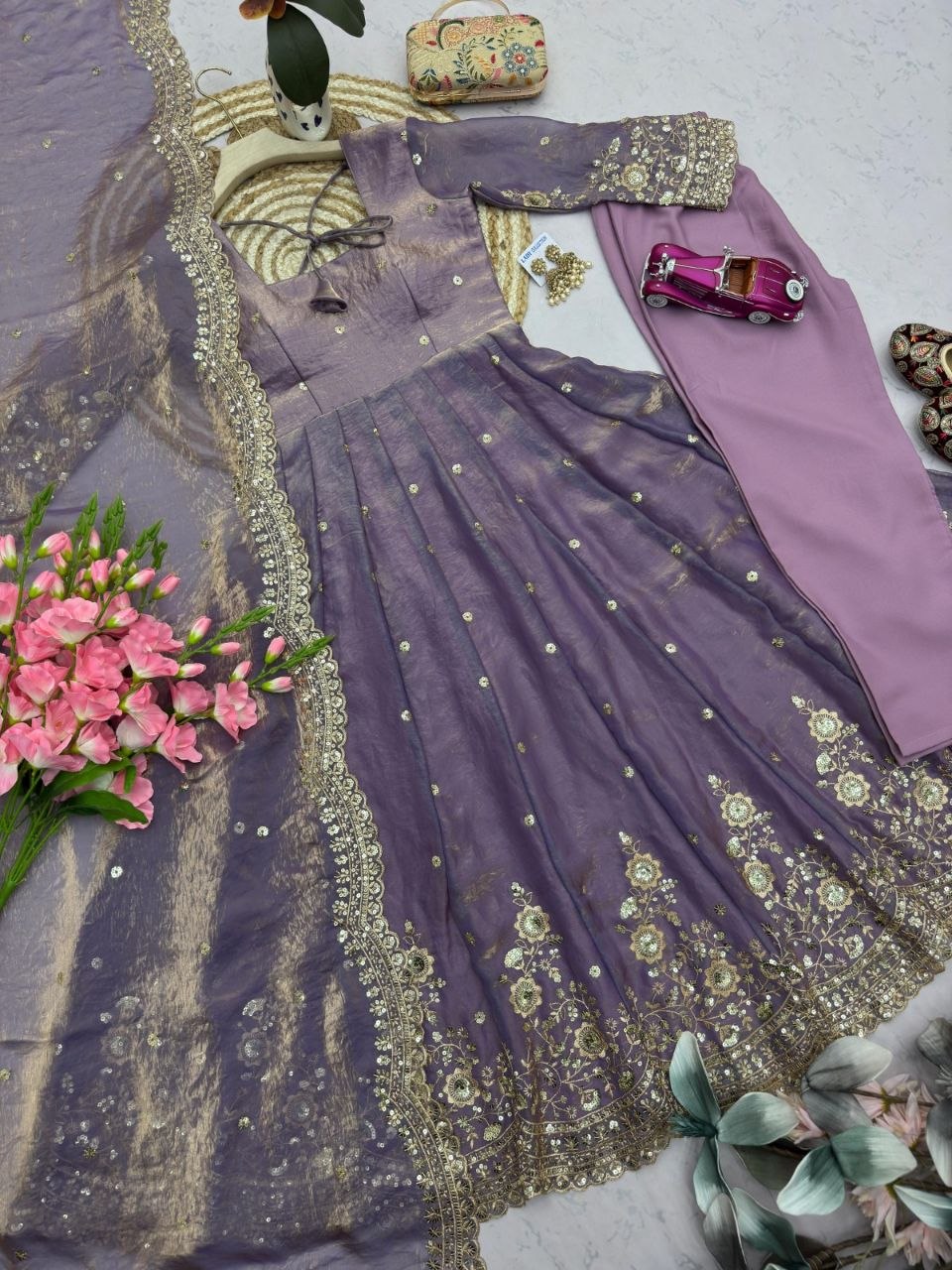 Designer Party Wear Gown Collection Availble In 9 Colours | Gown Duppata And Pent