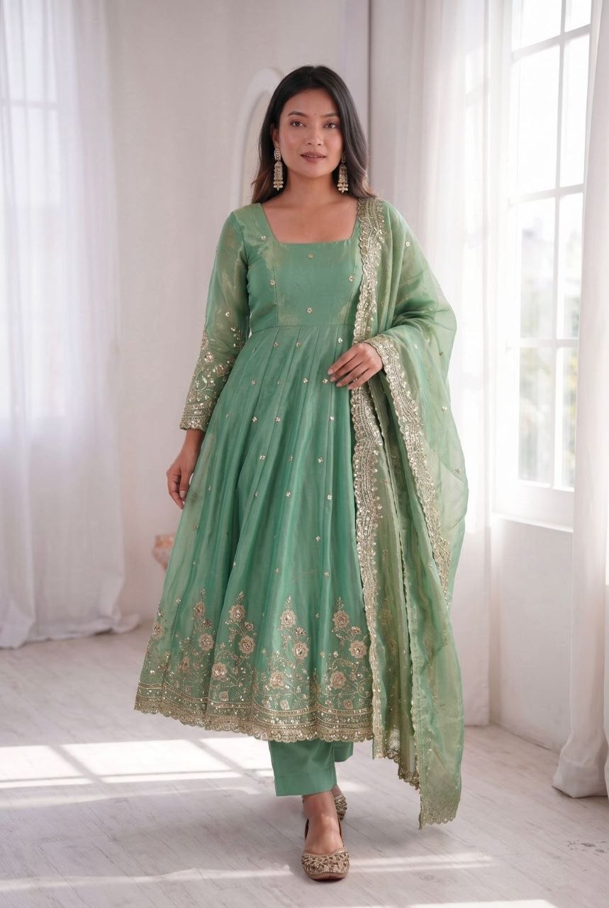 Designer Party Wear Gown Collection Availble In 9 Colours | Gown Duppata And Pent