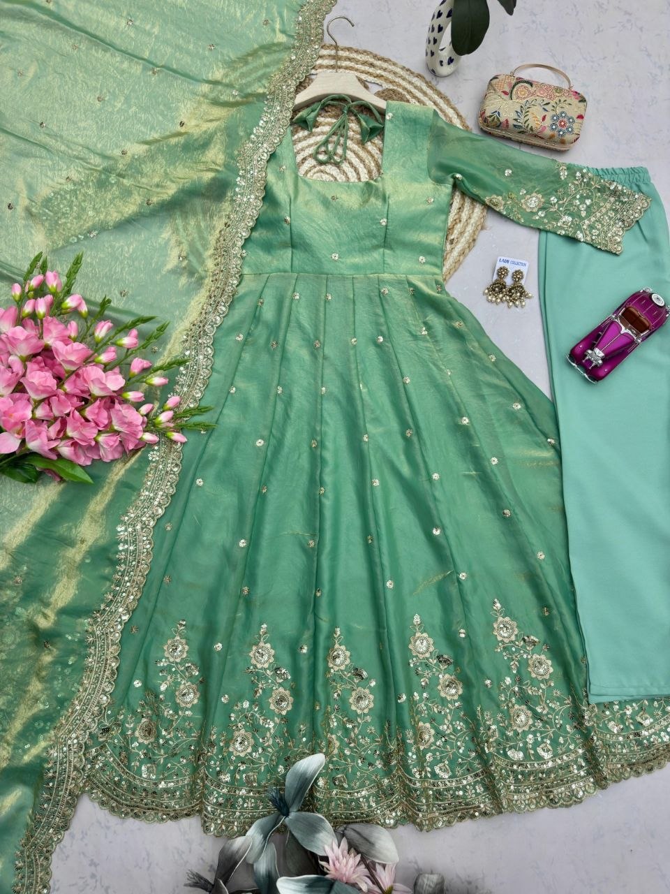 Designer Party Wear Gown Collection Availble In 9 Colours | Gown Duppata And Pent