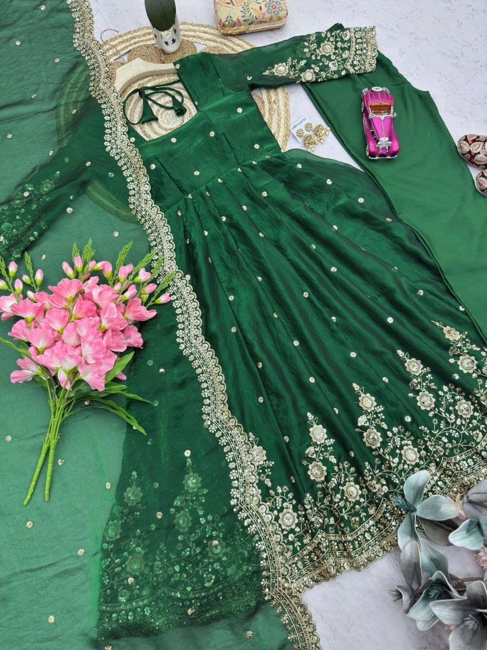Designer Party Wear Gown Collection Availble In 9 Colours | Gown Duppata And Pent