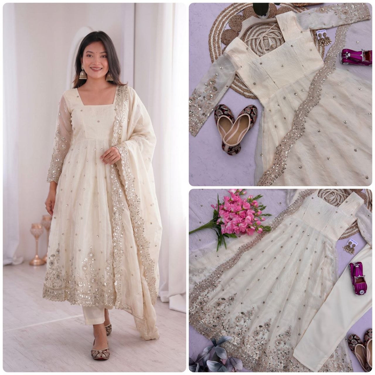 Designer Party Wear Gown Collection Availble In 9 Colours | Gown Duppata And Pent