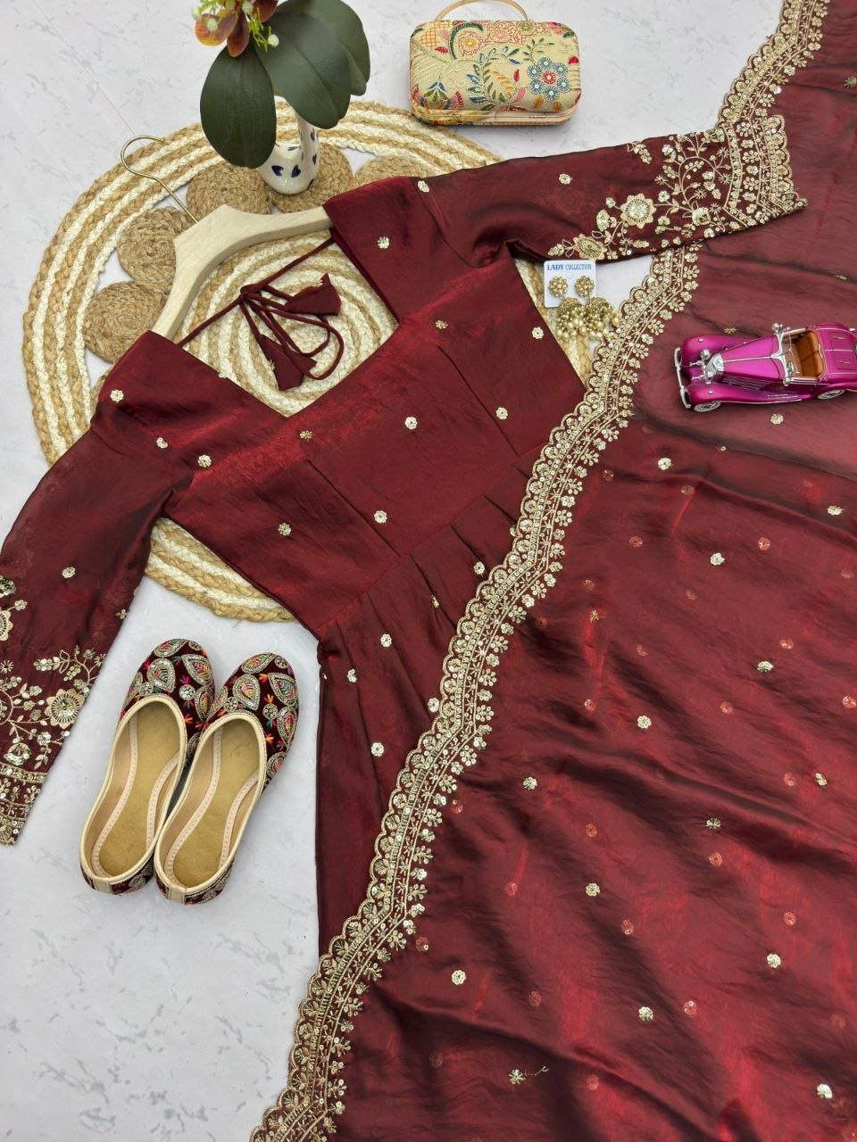 Designer Party Wear Gown Collection Availble In 9 Colours | Gown Duppata And Pent
