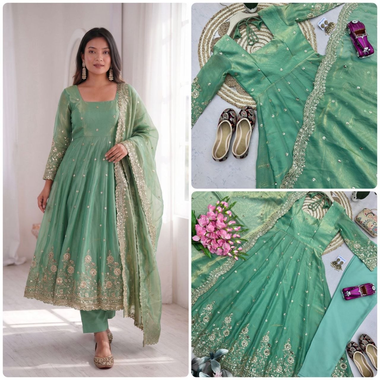 Designer Party Wear Gown Collection Availble In 9 Colours | Gown Duppata And Pent