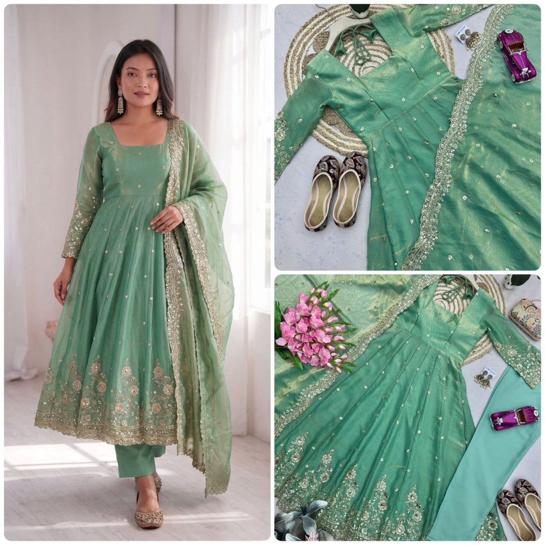 Designer Party Wear Gown Collection Availble In 9 Colours | Gown Duppata And Pent