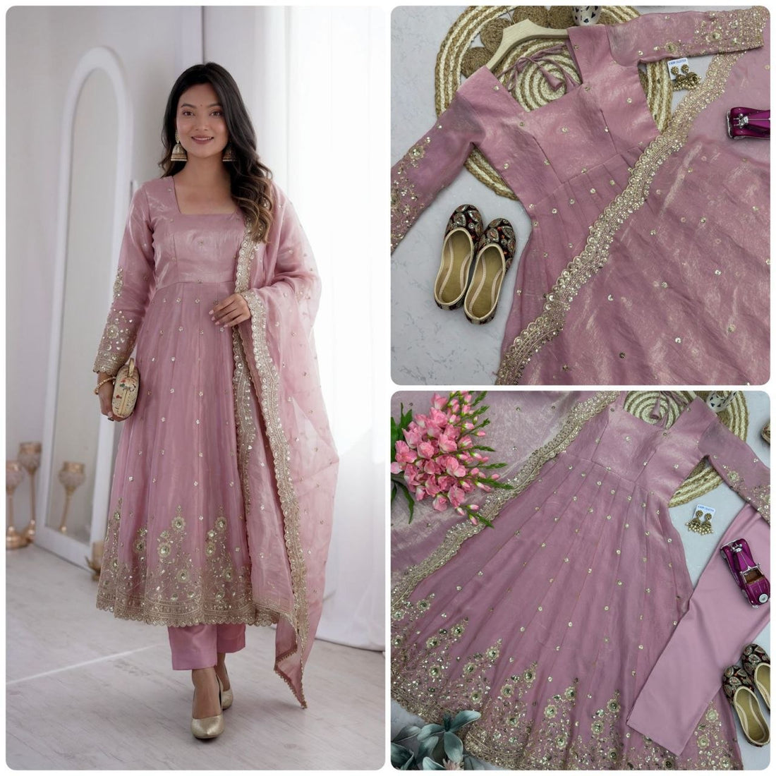 Designer Party Wear Gown Collection Availble In 9 Colours | Gown Duppata And Pent