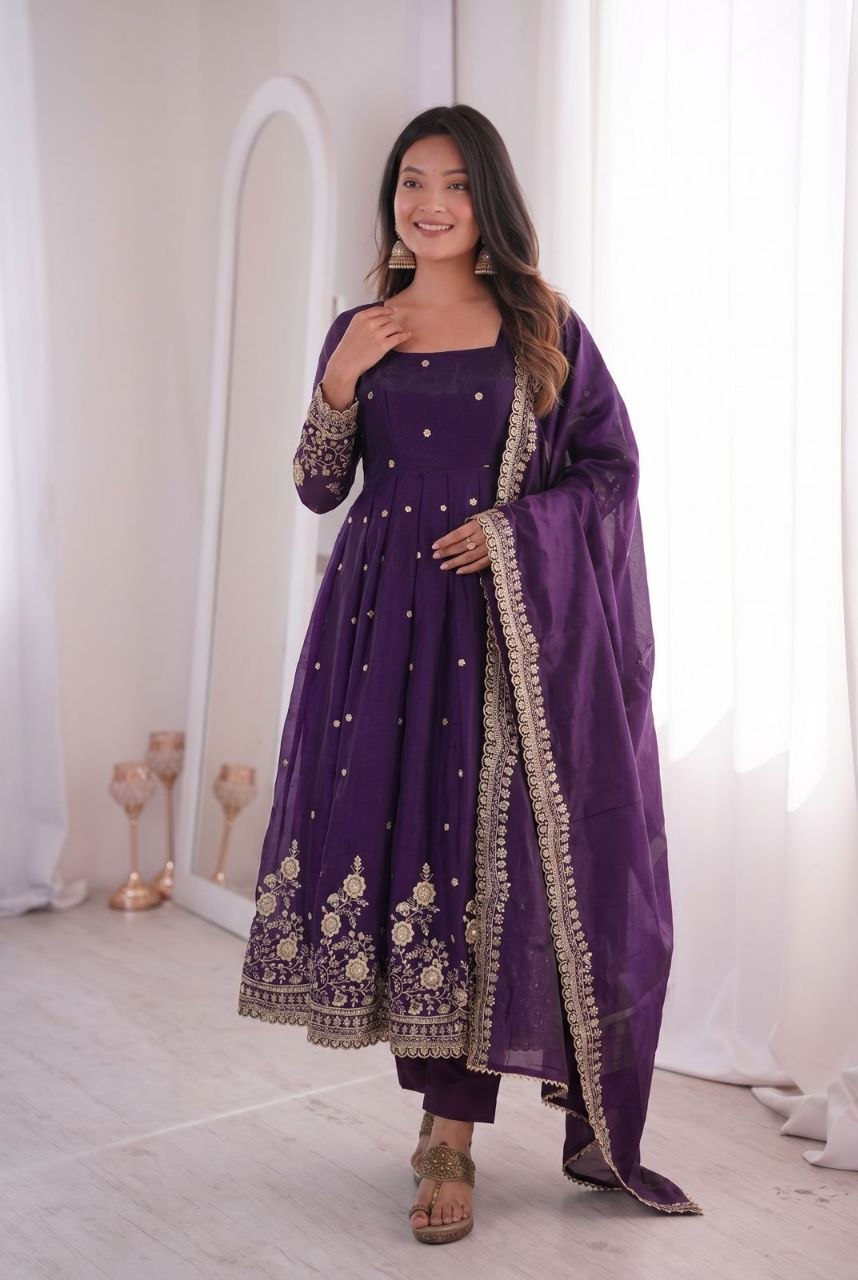 Designer Party Wear Gown Collection Availble In 9 Colours | Gown Duppata And Pent