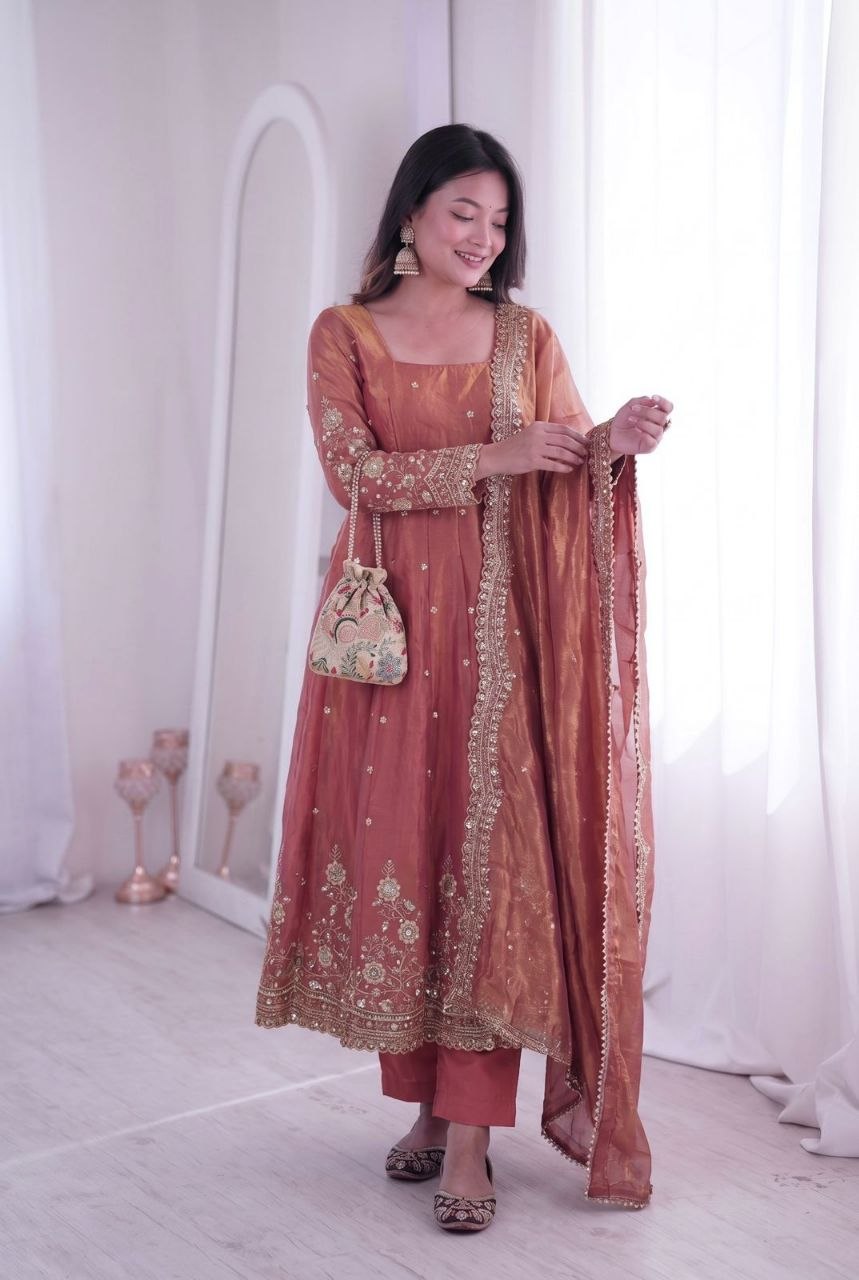 Designer Party Wear Gown Collection Availble In 9 Colours | Gown Duppata And Pent