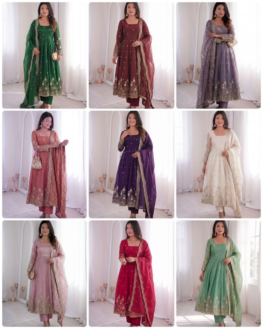 Designer Party Wear Gown Collection Availble In 9 Colours | Gown Duppata And Pent