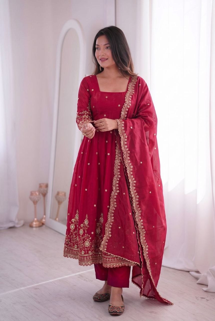 Designer Party Wear Gown Collection Availble In 9 Colours | Gown Duppata And Pent