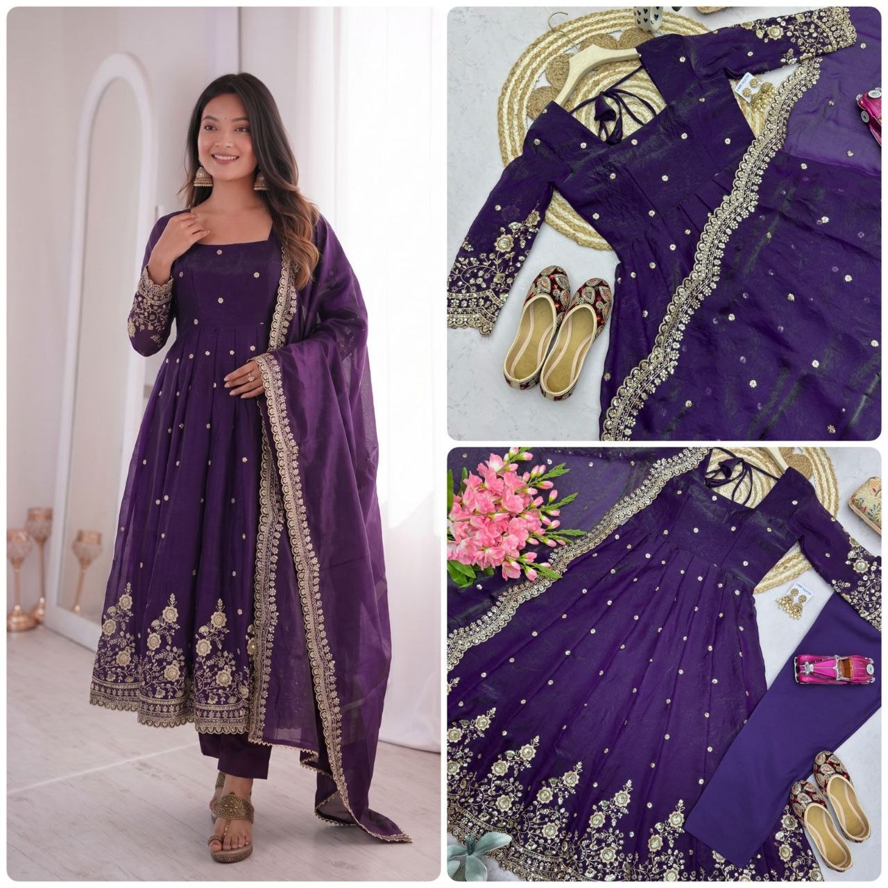 Designer Party Wear Gown Collection Availble In 9 Colours | Gown Duppata And Pent