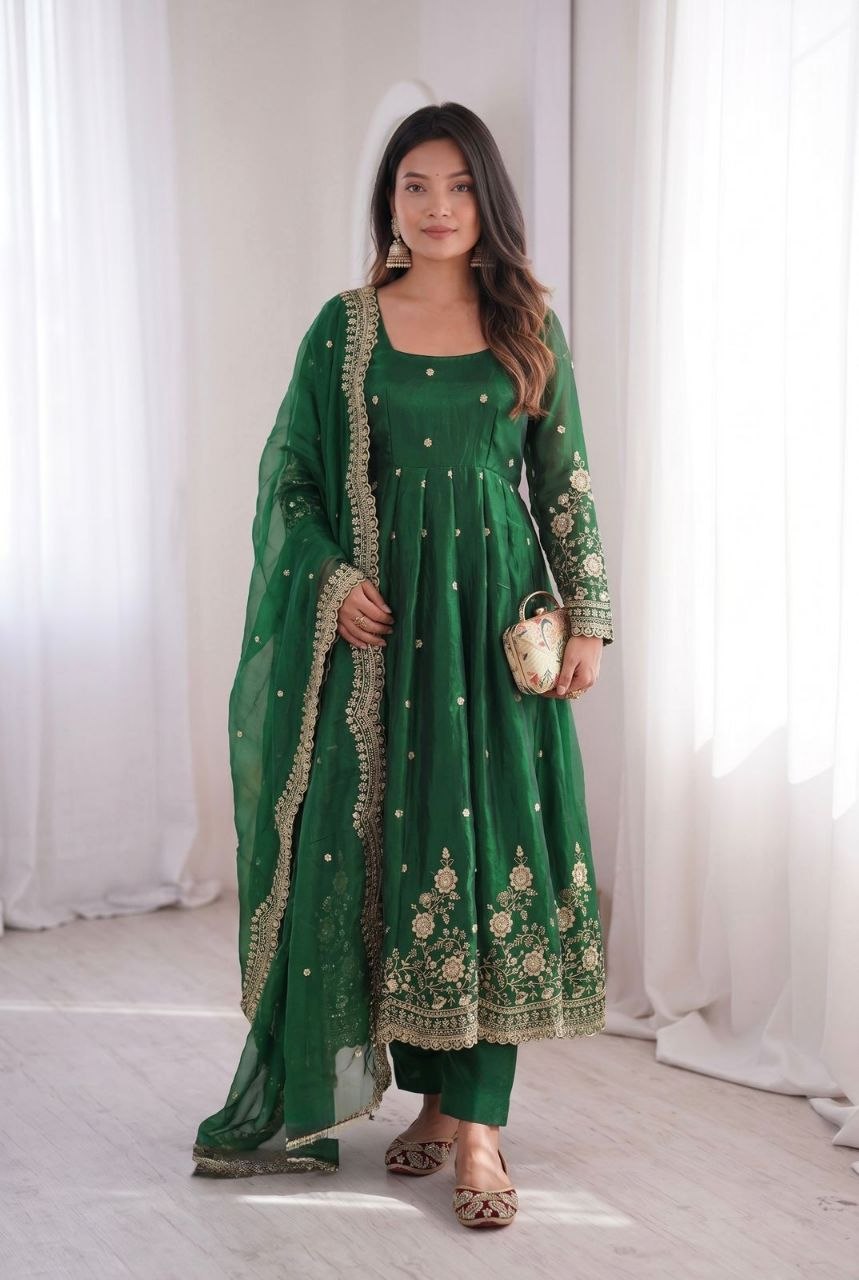 Designer Party Wear Gown Collection Availble In 9 Colours | Gown Duppata And Pent