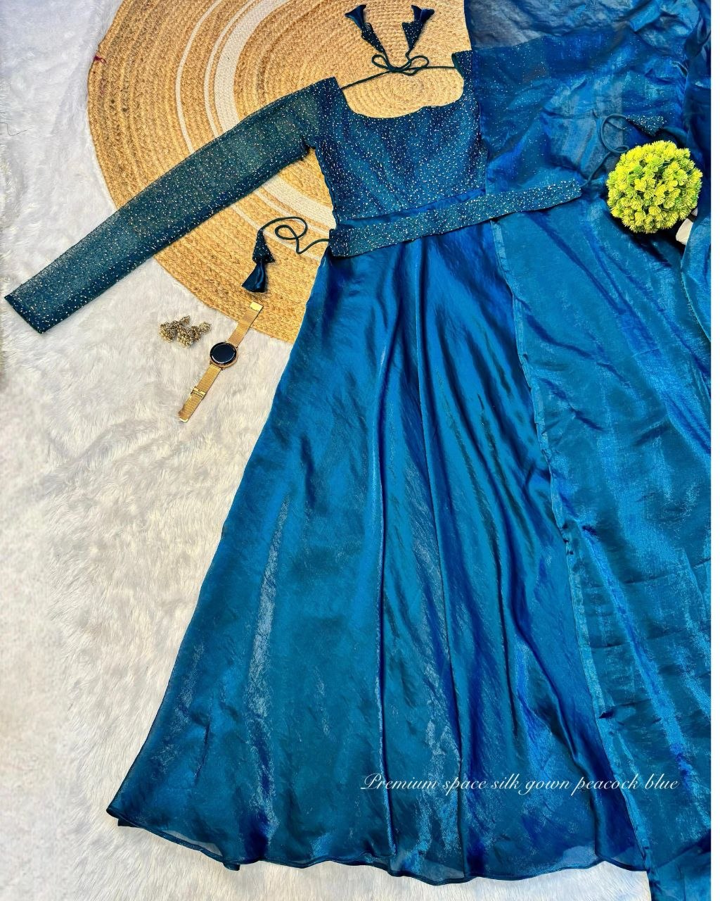 Premium Space Beautiful Sequence And Beads Work Gown