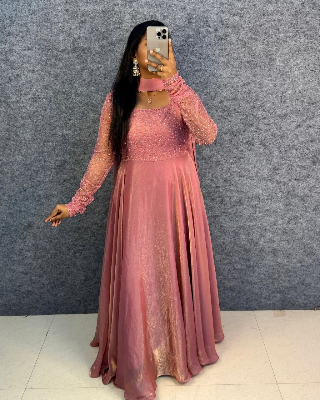 Premium Space Beautiful Sequence And Beads Work Gown