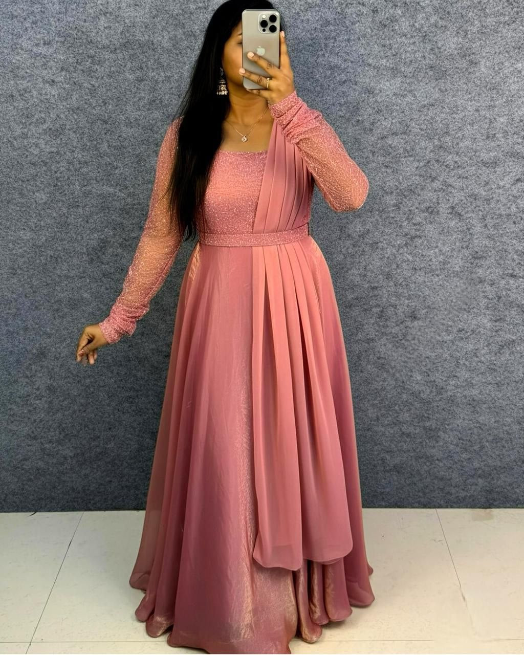 Premium Space Beautiful Sequence And Beads Work Gown