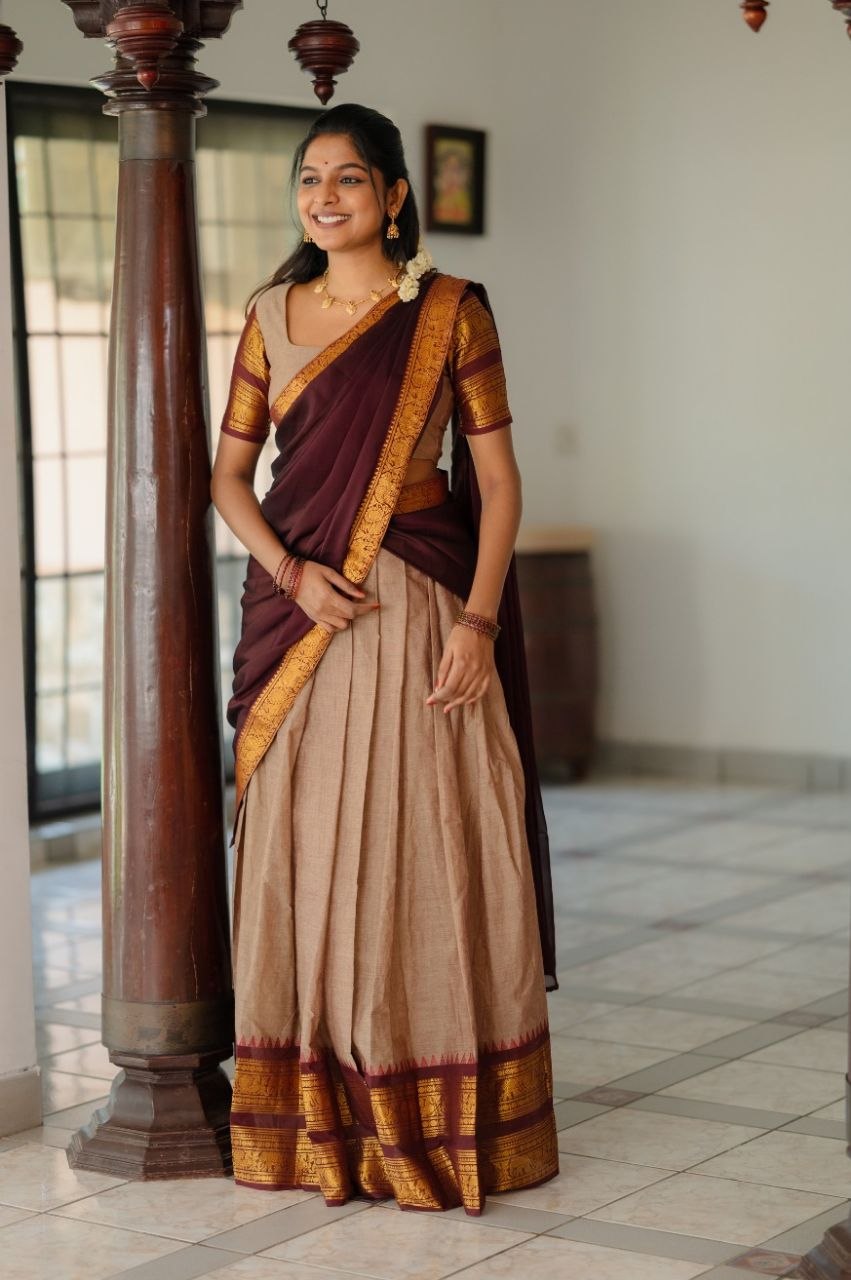 South India Special Semi Stitched Kanjivaram Half Saree