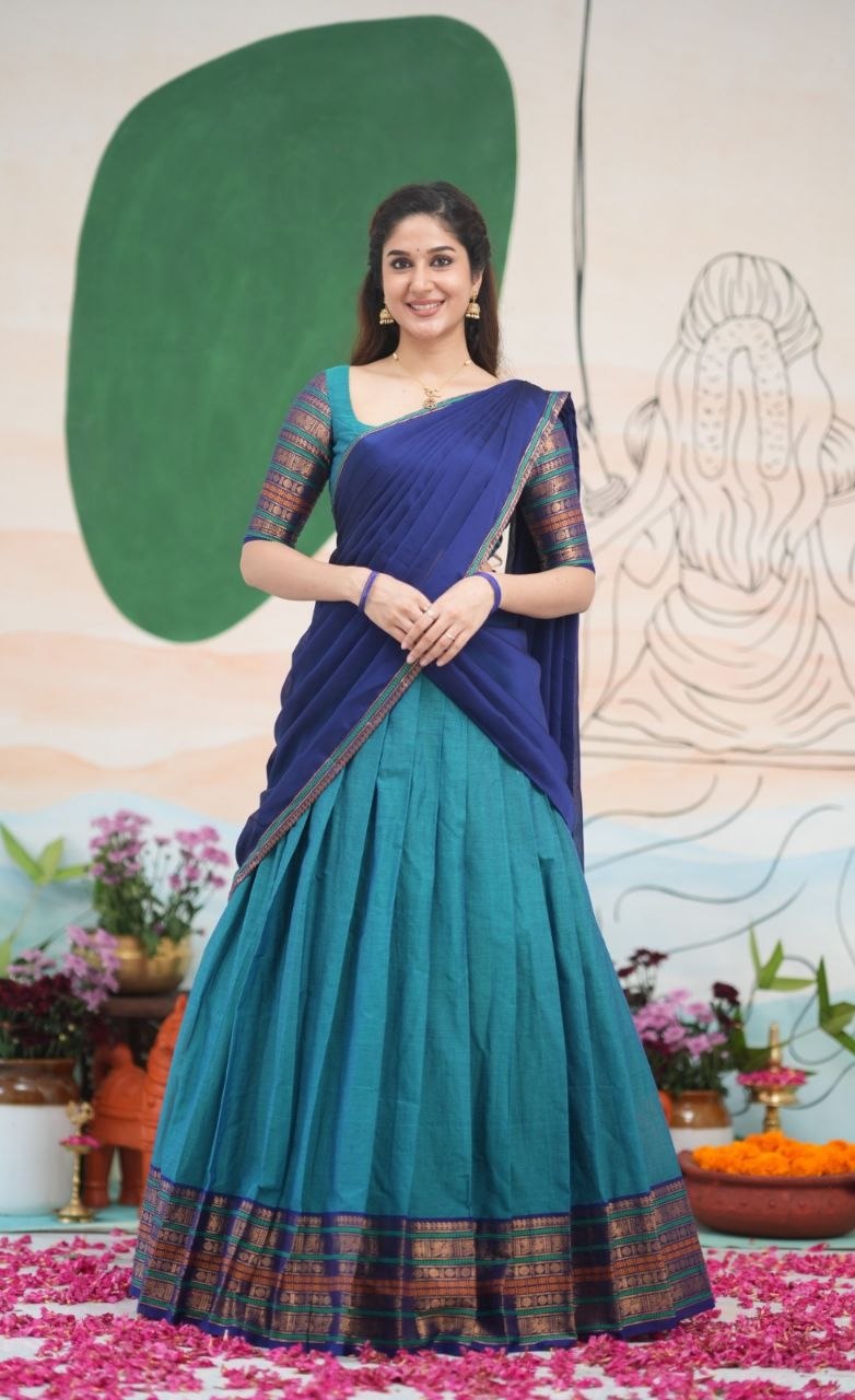 South India Special Semi Stitched Kanjivaram Half Saree