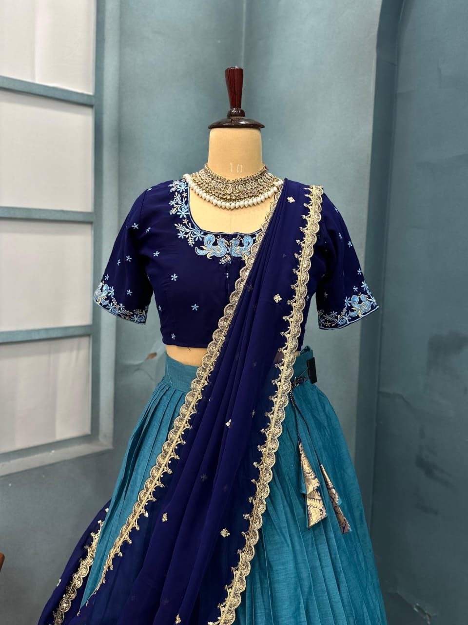 Premium Kanchicotton Silk Full Stitched Half Sare