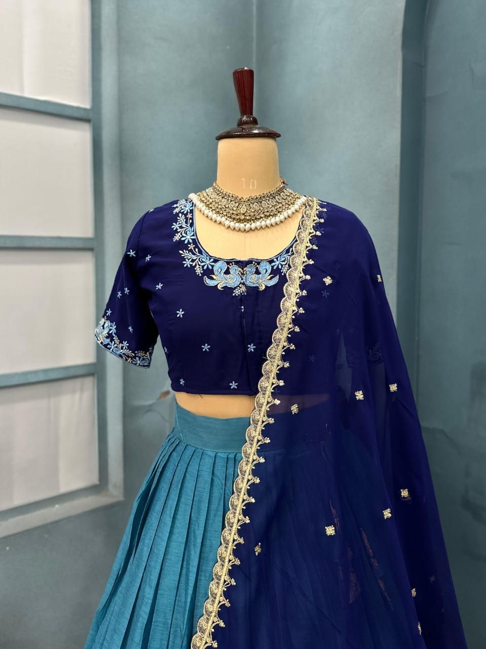 Premium Kanchicotton Silk Full Stitched Half Sare
