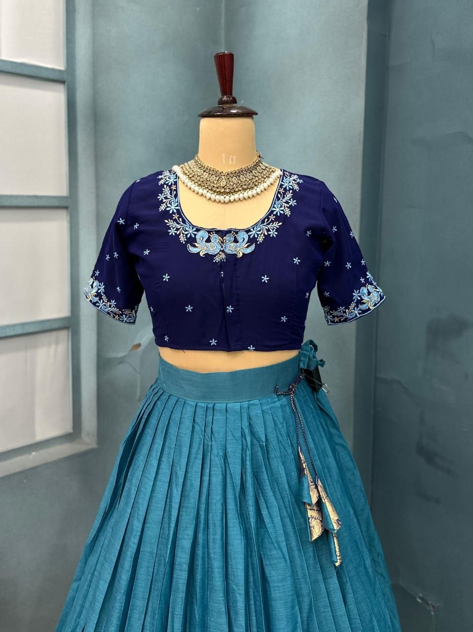 Premium Kanchicotton Silk Full Stitched Half Sare