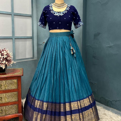 Premium Kanchicotton Silk Full Stitched Half Sare