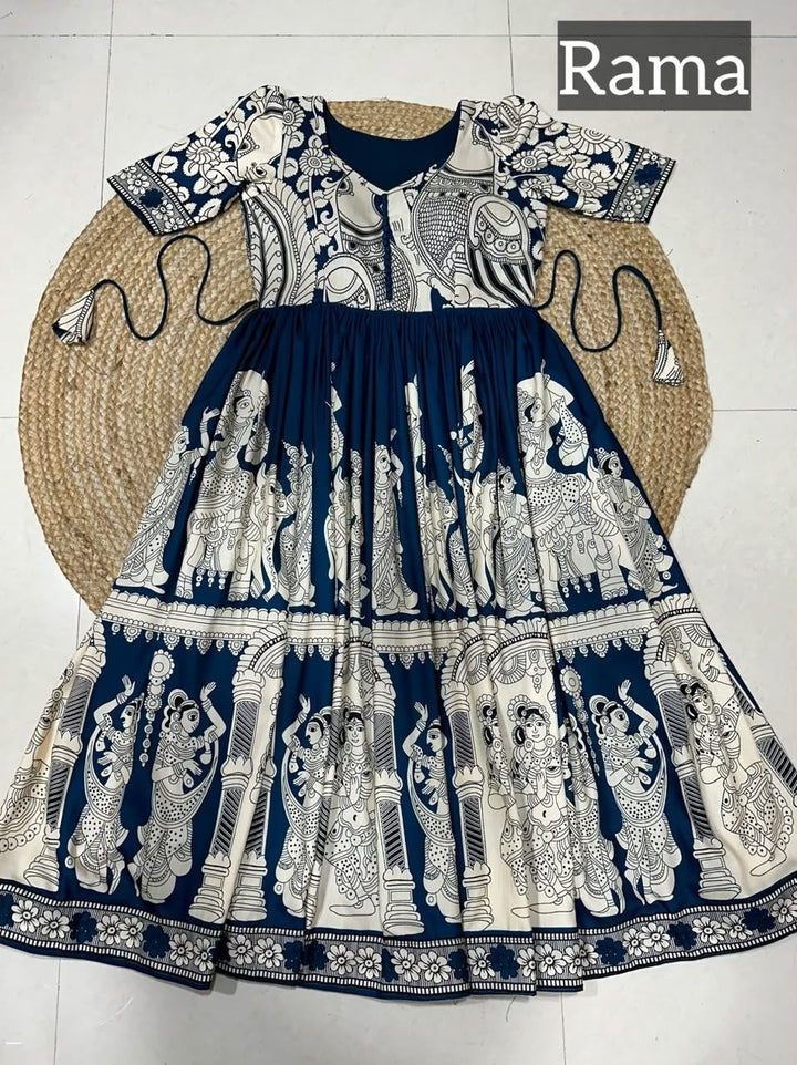 Trending Kalamkari Print Maslin Cotton Maxi Gown