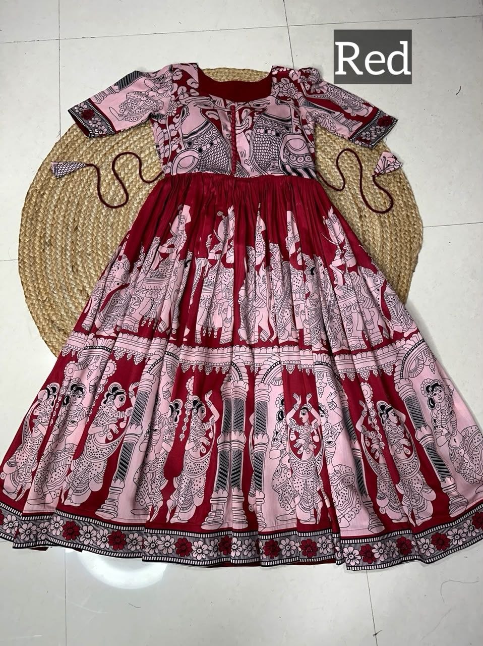 Trending Kalamkari Print Maslin Cotton Maxi Gown