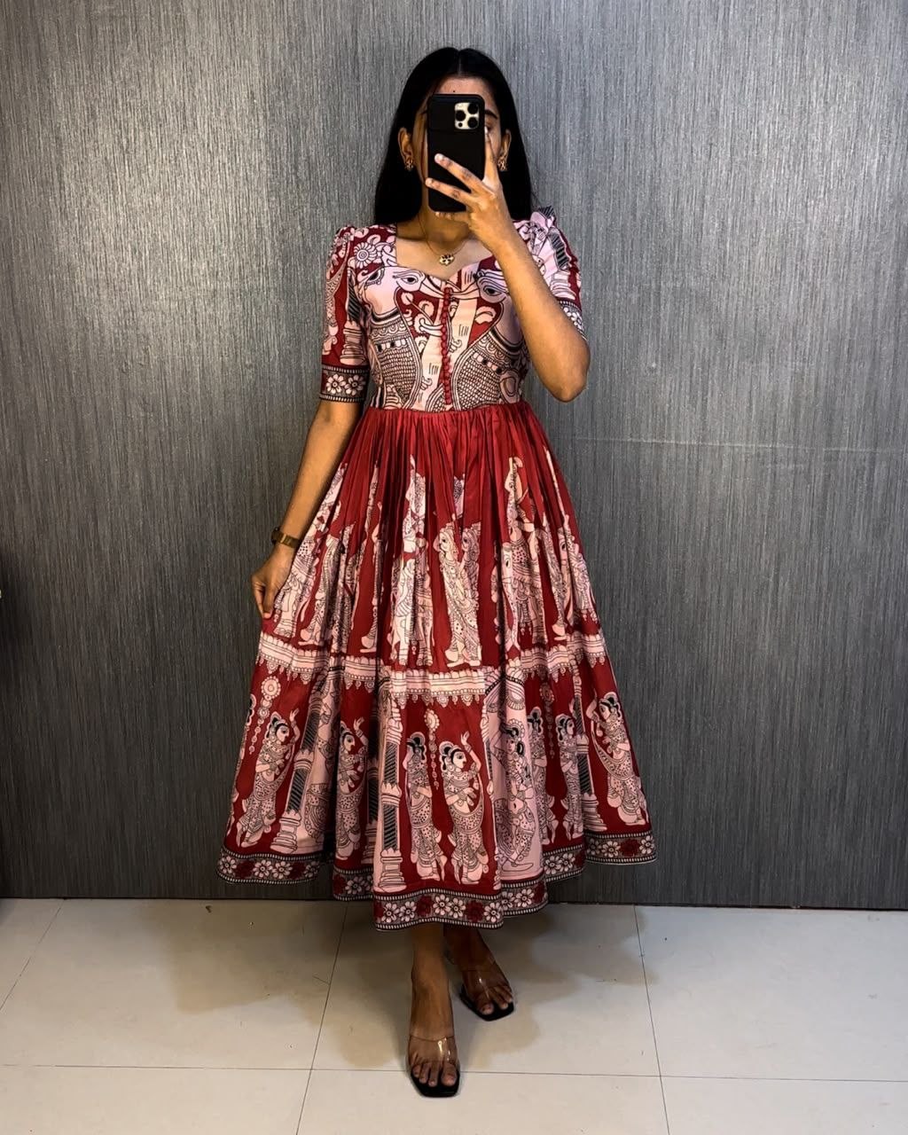 Trending Kalamkari Print Maslin Cotton Maxi Gown