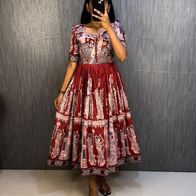 Trending Kalamkari Print Maslin Cotton Maxi Gown