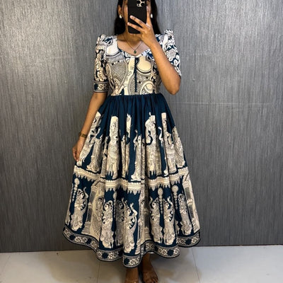 Trending Kalamkari Print Maslin Cotton Maxi Gown