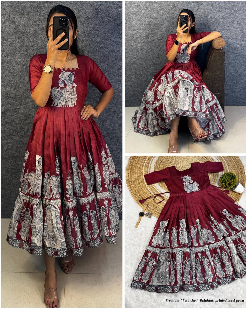 Summer Special Kalamkari khalahasti  kota maxi