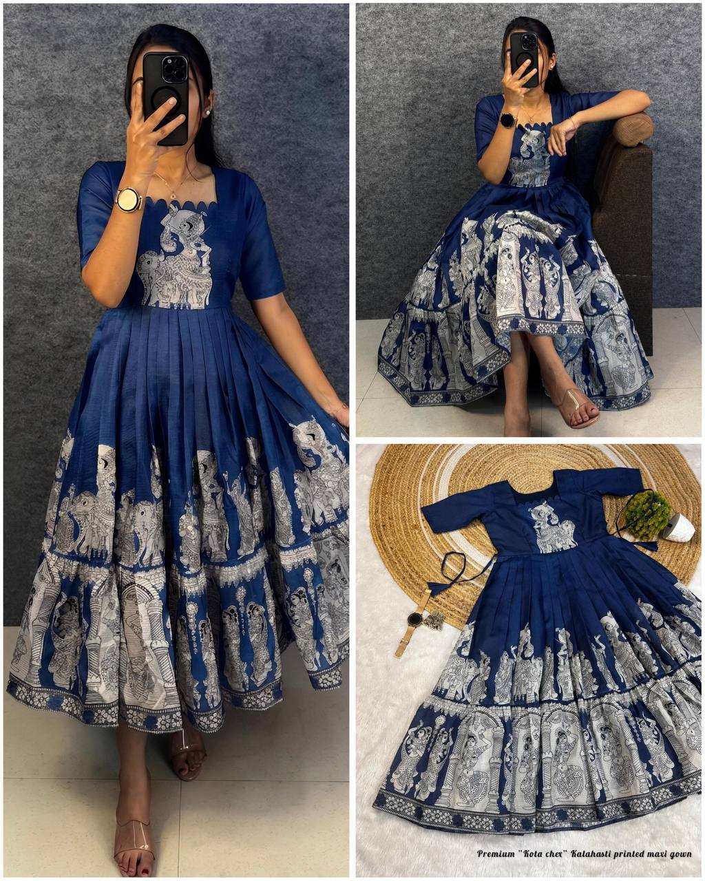 Summer Special Kalamkari khalahasti  kota maxi