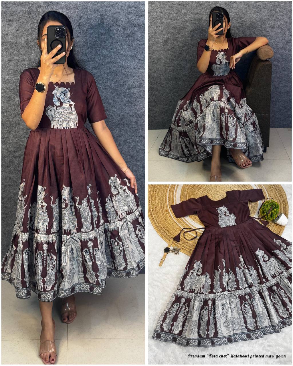 Summer Special Kalamkari khalahasti  kota maxi