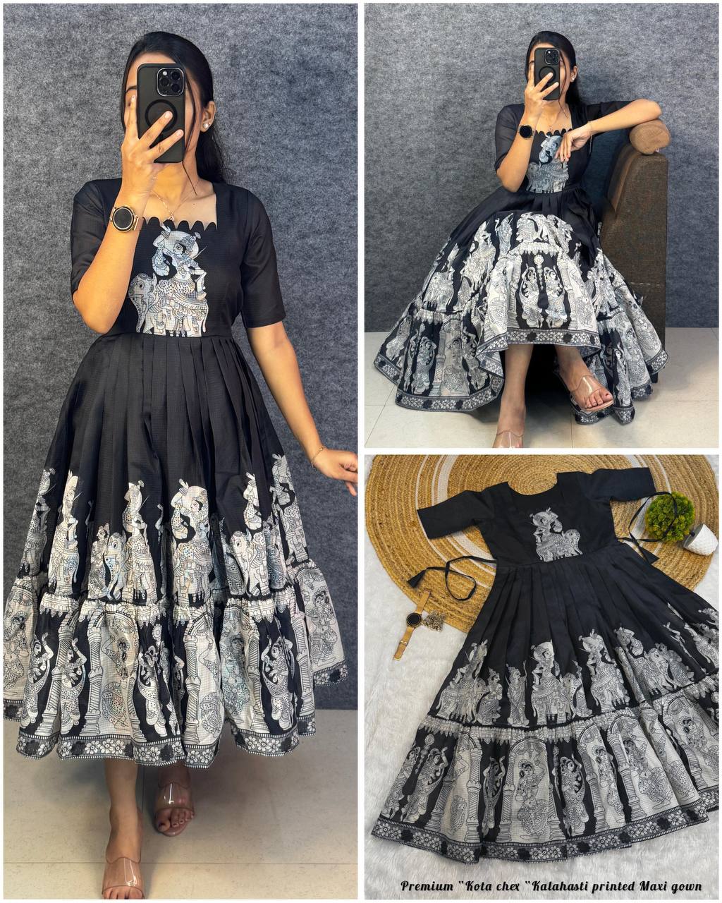 Summer Special Kalamkari khalahasti  kota maxi