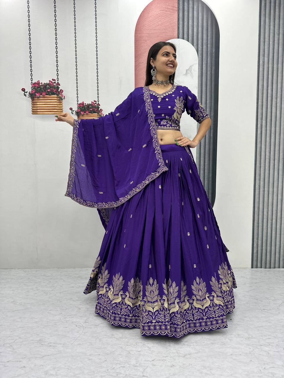 Heavy Embroidery Thread Work Grand Lehenga Choli