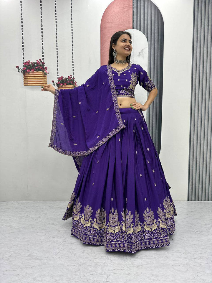Heavy Embroidery Thread Work Grand Lehenga Choli