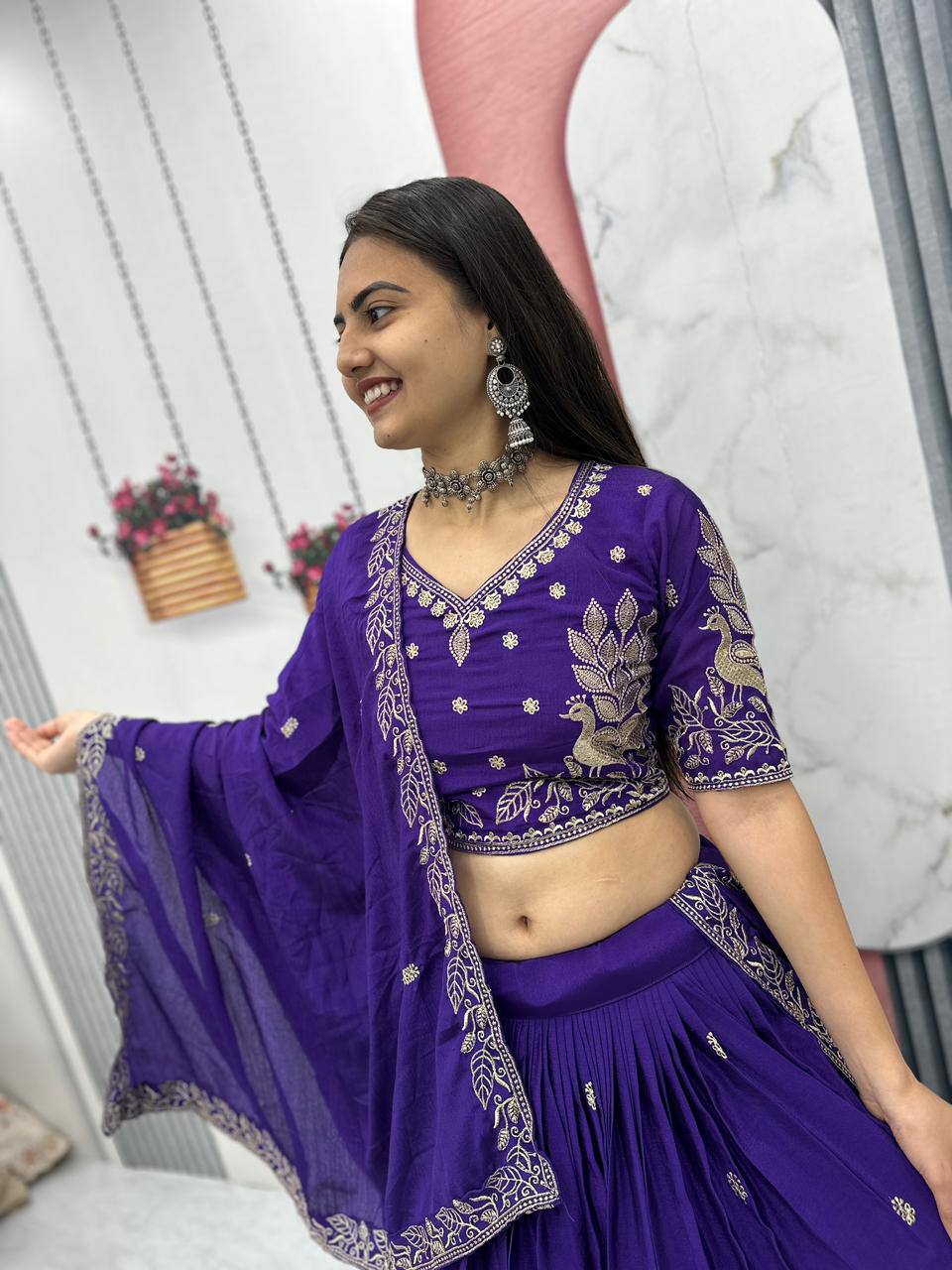 Heavy Embroidery Thread Work Grand Lehenga Choli