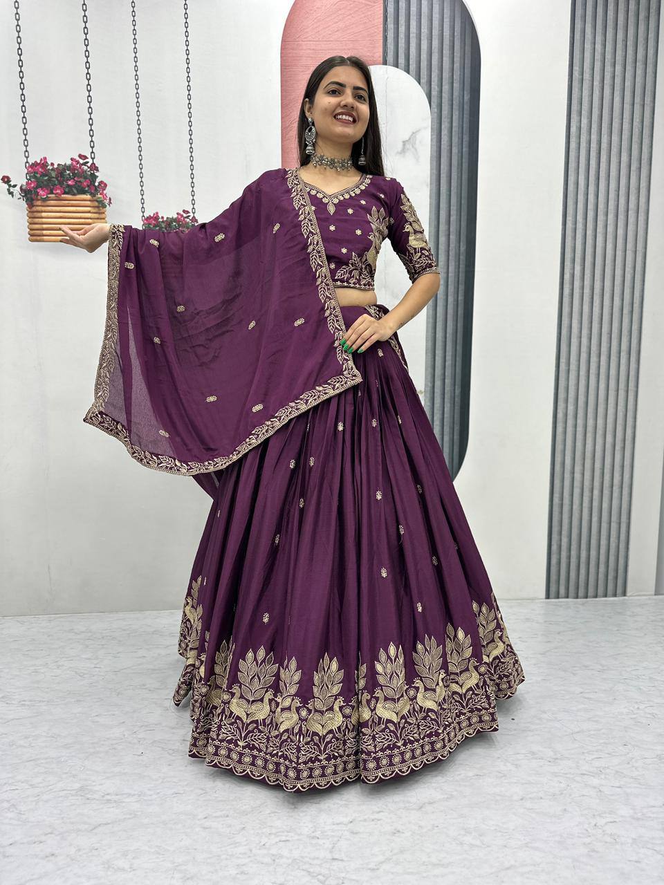 Heavy Embroidery Thread Work Grand Lehenga Choli