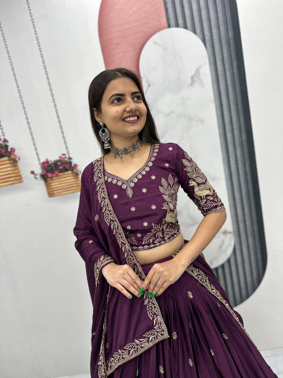 Heavy Embroidery Thread Work Grand Lehenga Choli