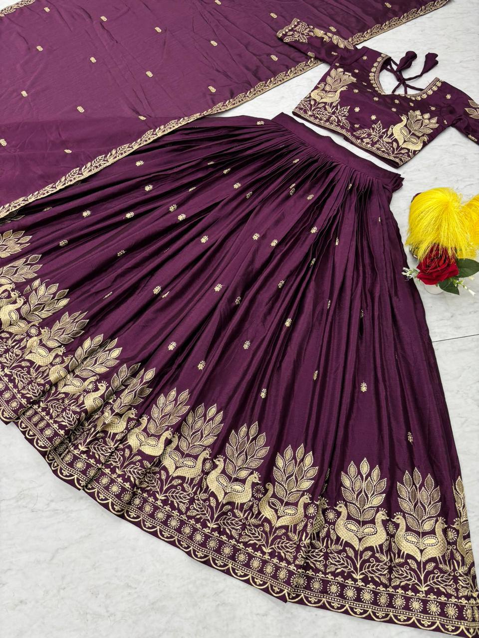 Heavy Embroidery Thread Work Grand Lehenga Choli