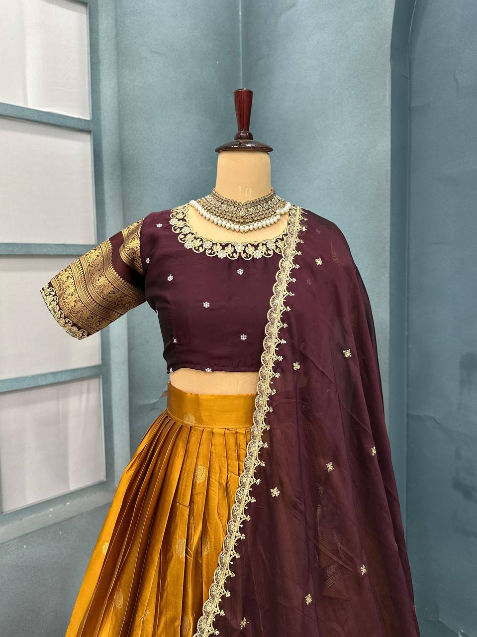 Premium kanjivaram Silk Full Stitched  Half Saree