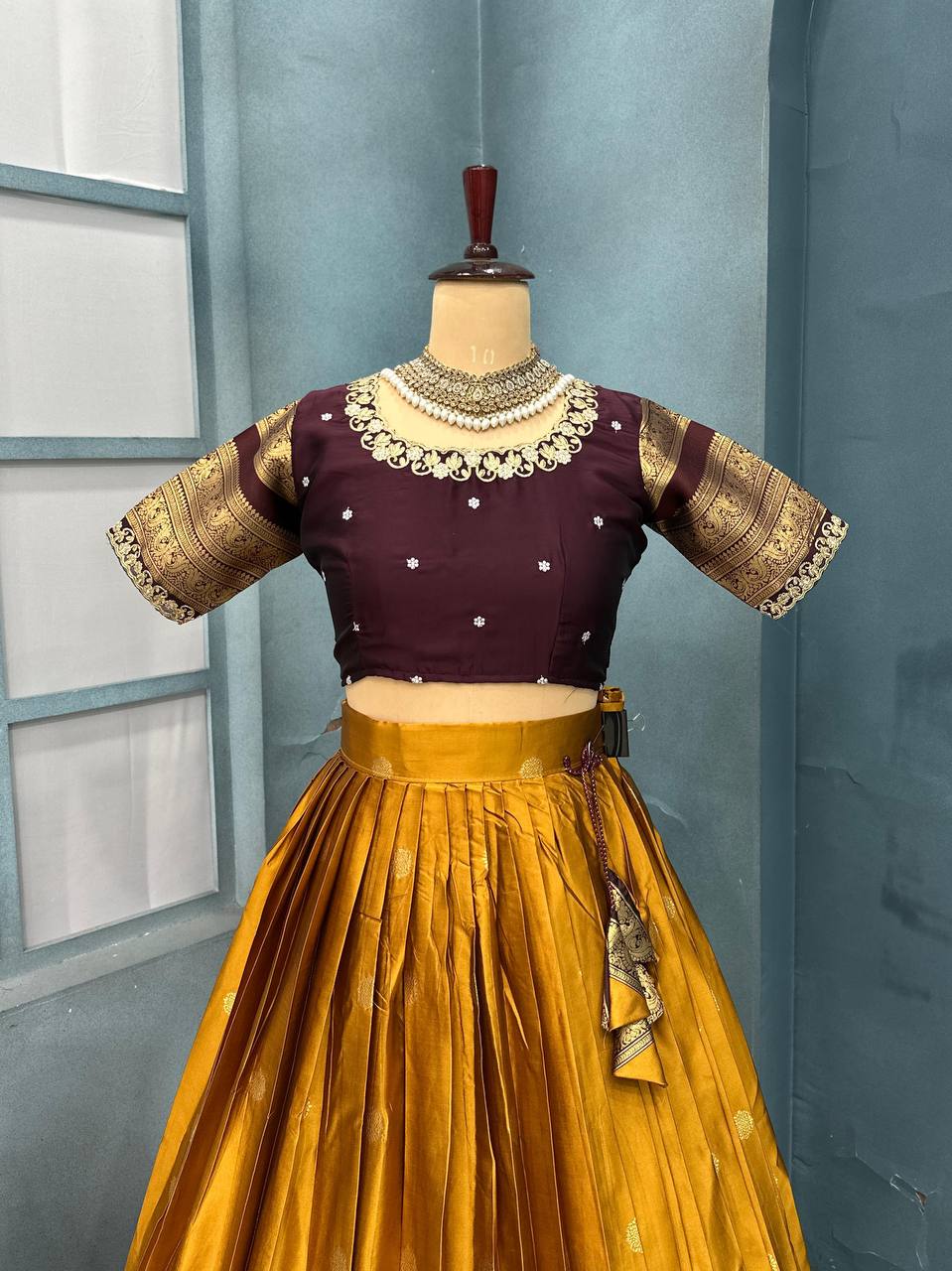 Premium kanjivaram Silk Full Stitched  Half Saree