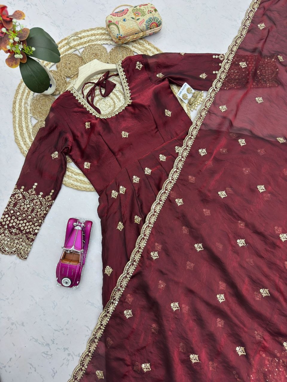 Launching Designer Party Wear Look Gown With Duppata And Pent