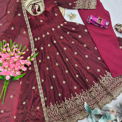 Launching Designer Party Wear Look Gown With Duppata And Pent
