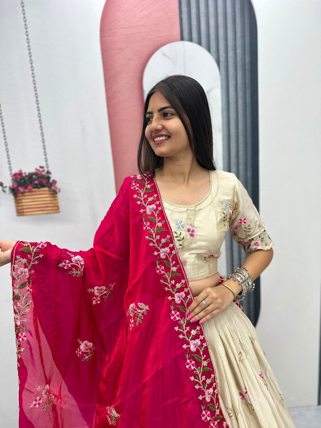 Elegant Chinon Embroidered Festival Lehenga Choli